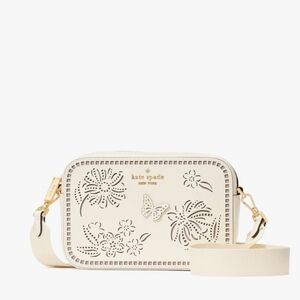 kate spade Madison Perforated Floral Butterfly Camera Crossbody Bag Meringue NWT